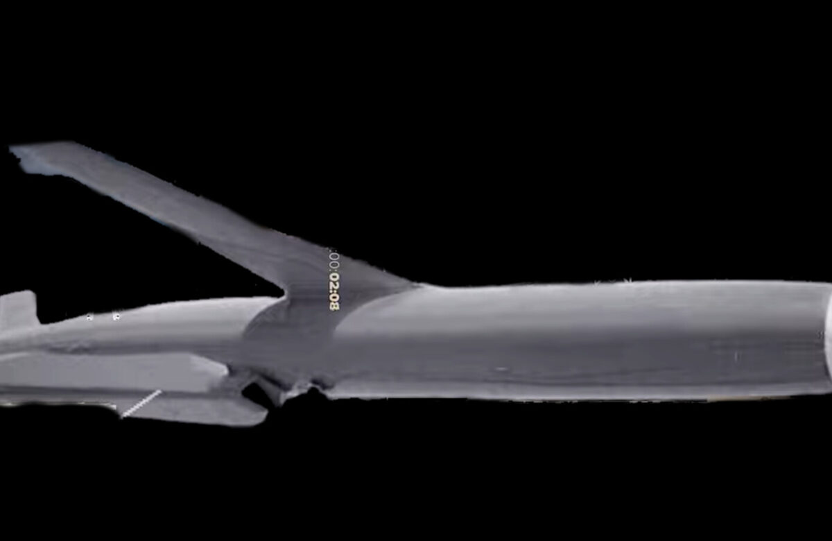 Conceptual rendering of jet-powered loitering munition in flight configuration